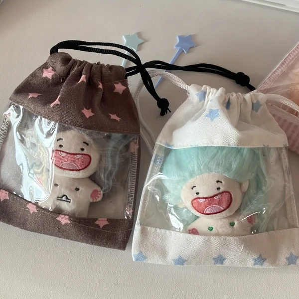 Steve Cute Star Strawberry Large Capacity Transparent Layer Doll Display Bag Travel Cosmetics Storage Bag