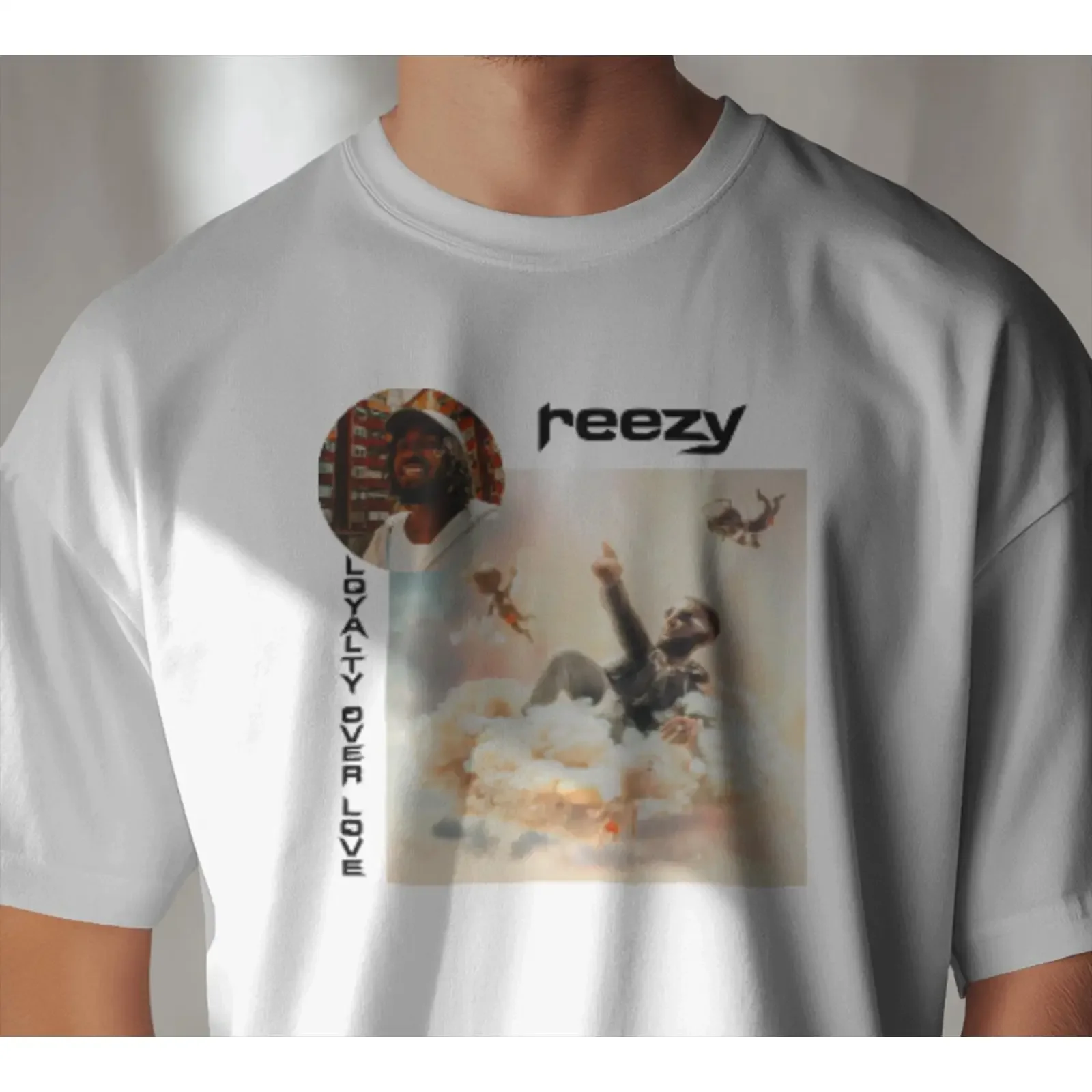 reezy album cover LOYALTY OVER LOVE t shirt music rapper band vintage Washed Stylish Unisex Slightly streetwear graphic