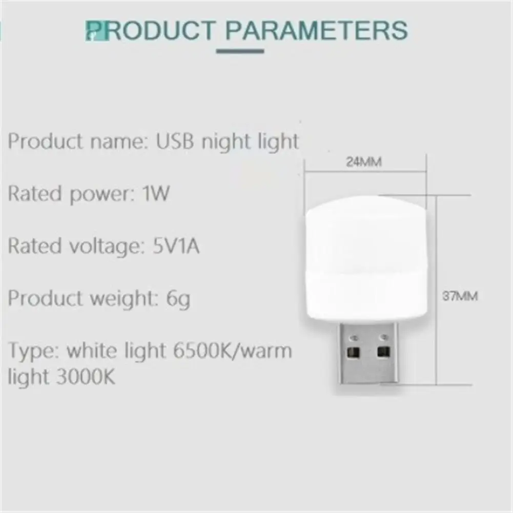 Lampka nocna z wtyczką Usb przenośny notatnik lampka LED do czytania z ochroną oczu mała okrągła lampka nocna do komputera zasilanie mobilne do ładowania