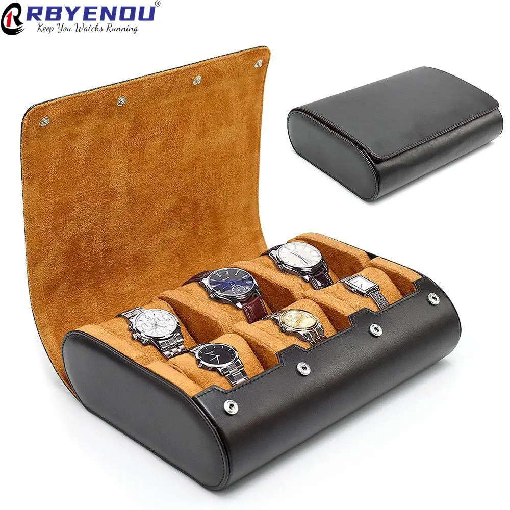 6-slot-card-insertion-pu-leather-watch-roll-box-travel-bag-portable-jewelry-organizer-storage-case-box-oem-customizable-logo
