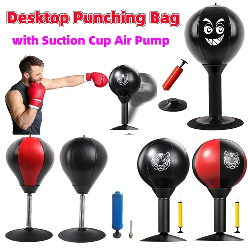Pelota de boxeo de escritorio con ventosa, pelota de velocidad de perforación, juguetes divertidos resistentes para aliviar el estrés para niños, compañeros de trabajo y amigos