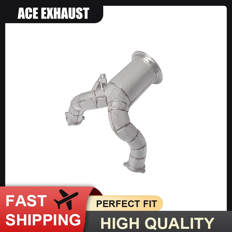 

ACE Stainless Steel Exhaust Racing Downpipe For Porsche cayenne 9Y0 3.0T High Flow Exhaust Systems with Heat Shield Exhaust Pipe