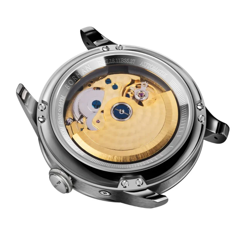 بورمان ساعات أوتوماتيكية للرجال ساعة يد ميكانيكية فاخرة مقاومة للماء كريستال الياقوت الثلاثي ويندوز تاريخ الأسبوع 24 ساعة #2