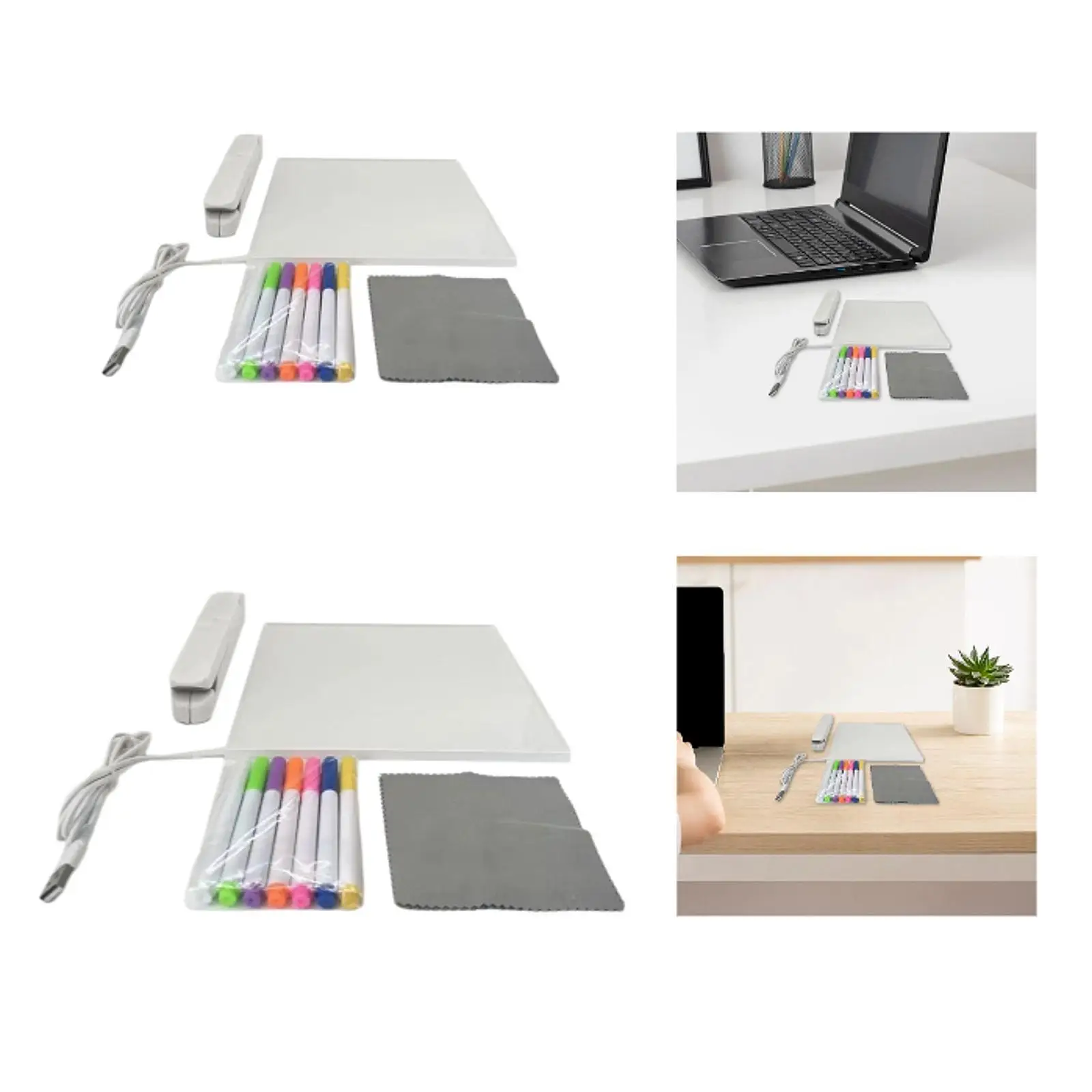 กระดานข้อความอะคริลิครวมถึงเครื่องหมายสร้างสรรค์ตกแต่งเดสก์ท็อป USB Erasable Drawing Board พร้อมไฟสําหรับโรงเรียน Office Home