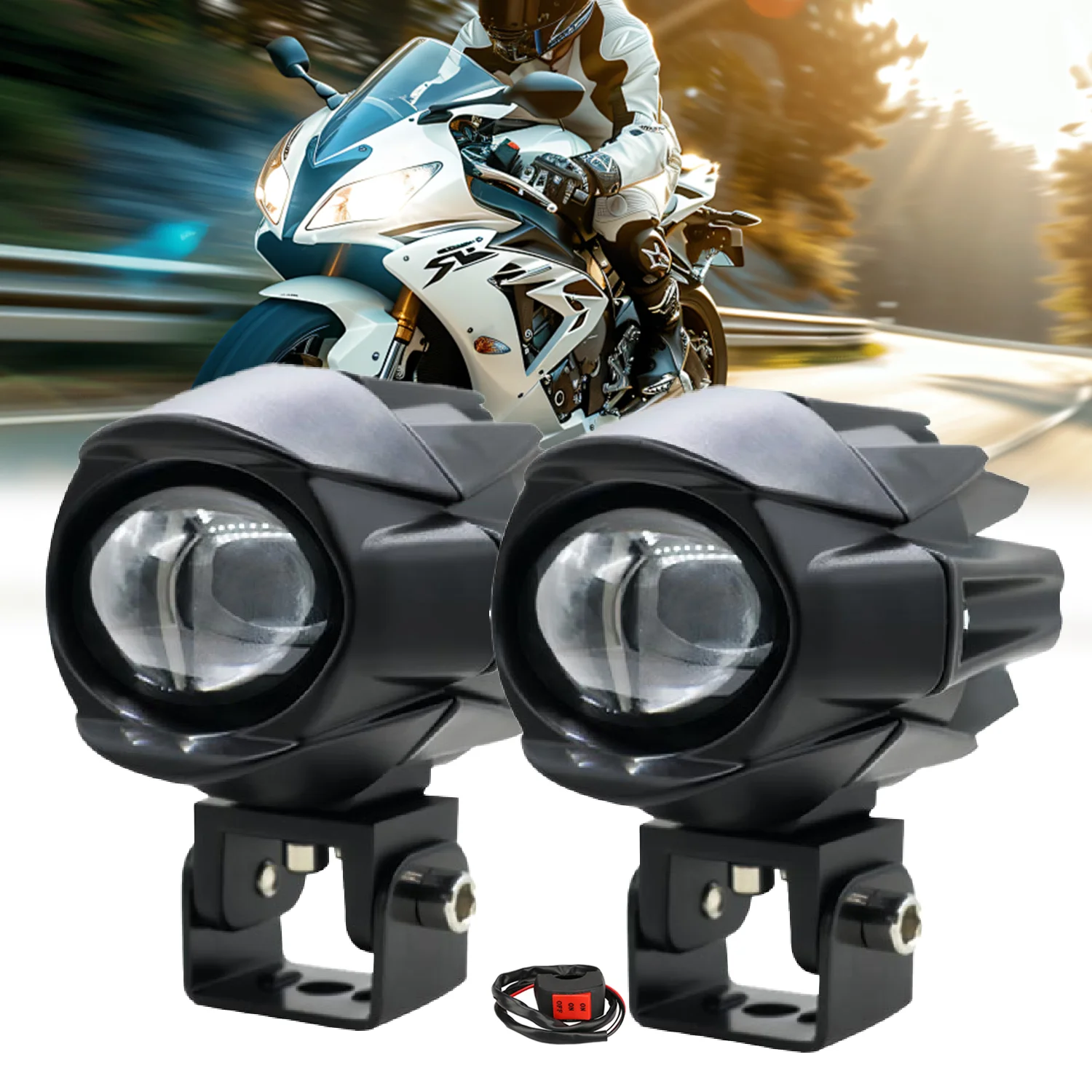 

Motorcycle LED Spotlights Headlight Fog Light Brighter 12V Driving Lights for BMW Yamaha Suzuki Hero Italika Jawa Accessories