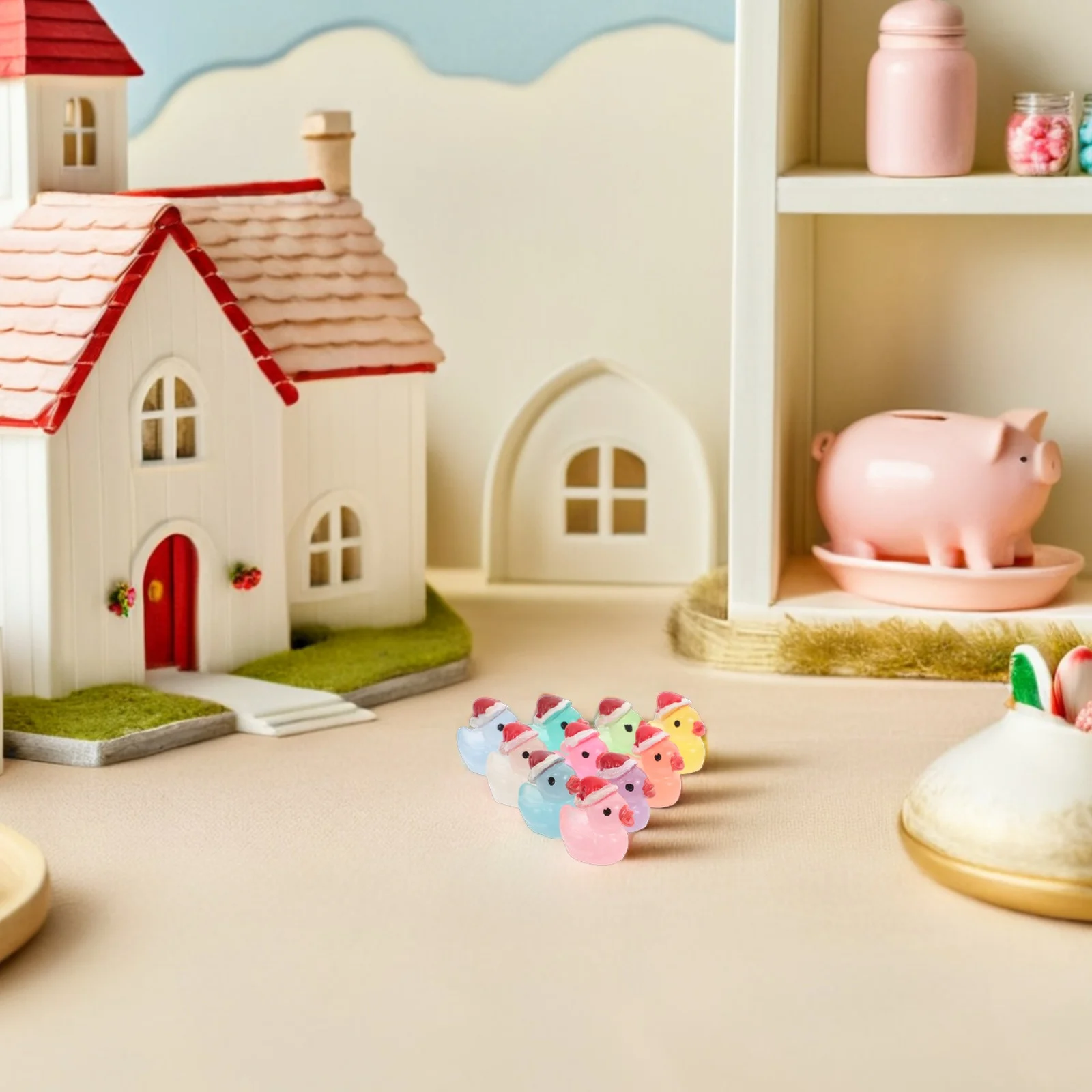 

50 шт. светящиеся в темноте мини-утки садовые статуи смолы животные украшения рождественские микропейзажные украшения сказочный сад