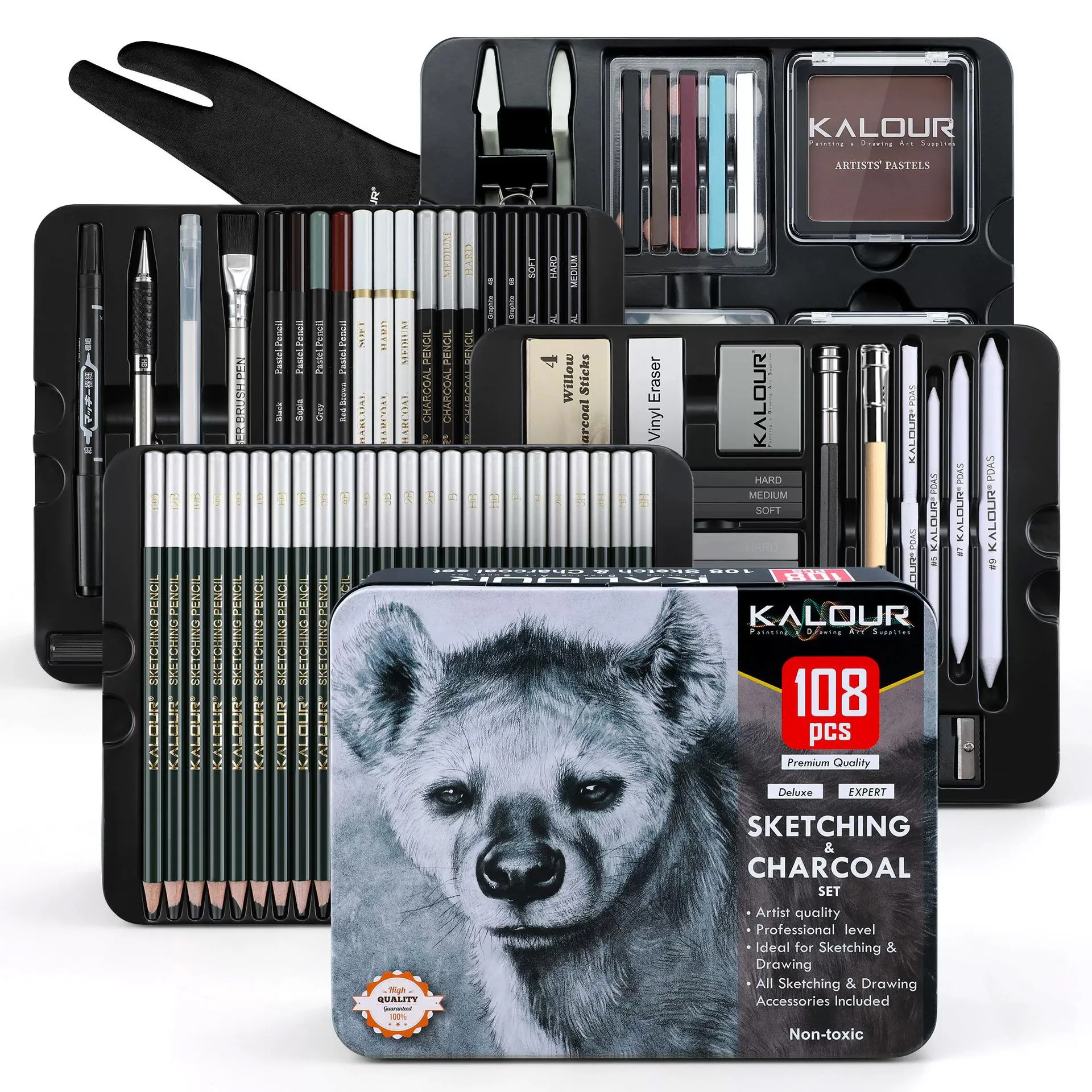 kalour-108pcs-set-luxury-iron-box-sketching-pencil-set-is-a-specialized-stationery-for-art-drawing-and-sketching