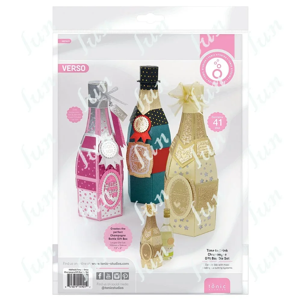 Time to Drink Champagne Bottle Die Set Craft Metal Cutting Dies for DIY Scrapbooking Material Paper Cuts Template Making