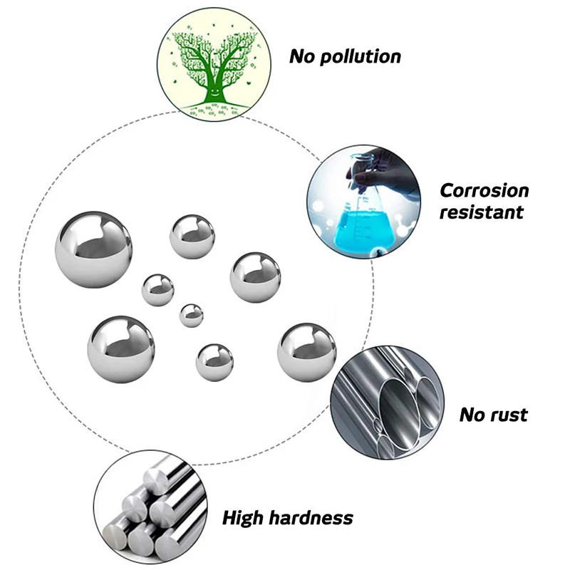 304 Bola Padat Baja Tahan Karat Dia 1Mm 2Mm 3Mm 4Mm 5Mm 6Mm 7Mm 8Mm 9Mm 10Mm Bola Bantalan Presisi Tinggi Manik Bola Bulat Halus