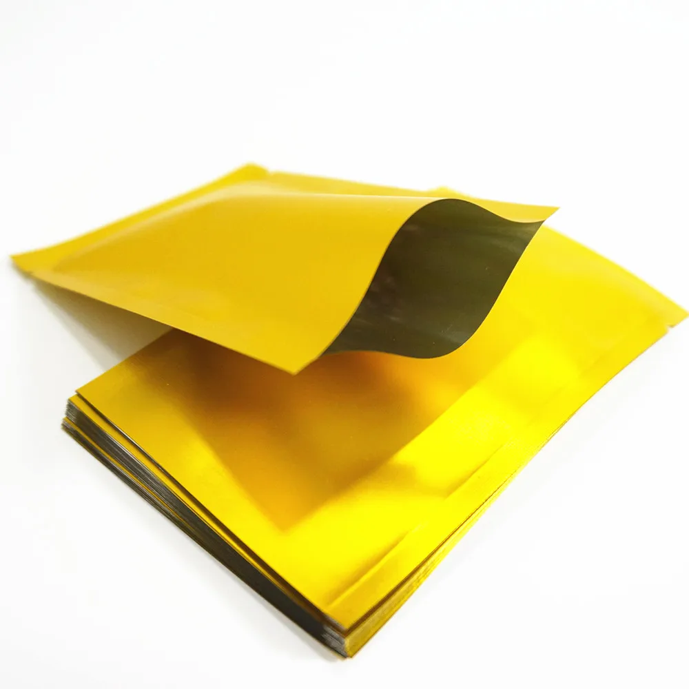 Gold Aluminizing Foil Bags with Matt Finish, Heat Sealing Top Open Plastic Flat Pouches - Gift, Electronics Facial Mask Package