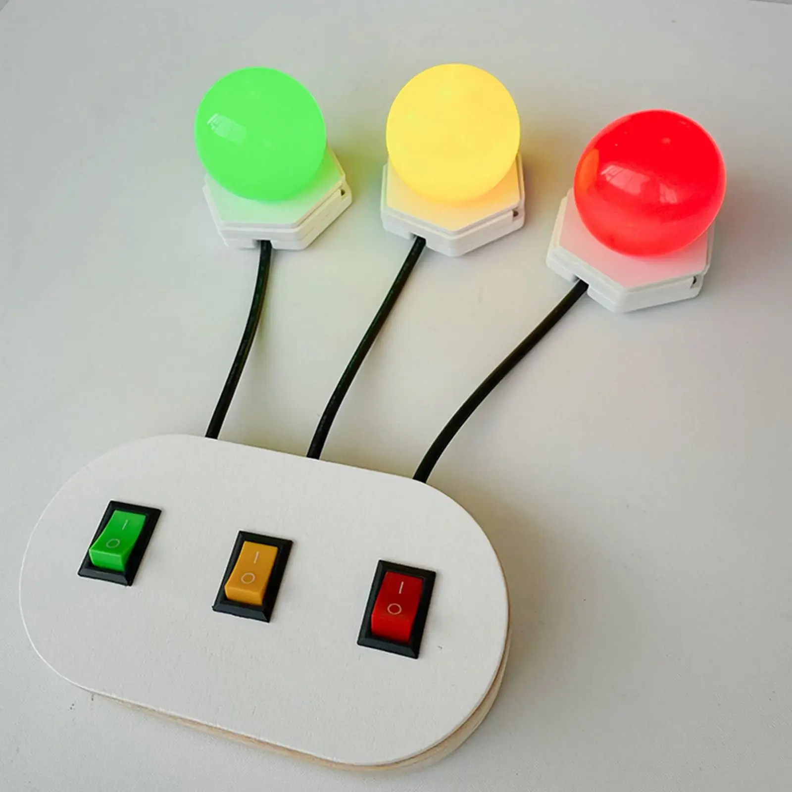 Light Switch Sensory Board Three Color Lights Busy Board Toy Kids Fine Motor Skills Sensory Toys for Kids Indoor Play Activity