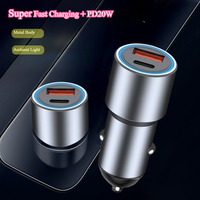 2Port QC3.0/PD30W Car Charger Super Fast Charging Alloy Car Charger PD20W Fast Charger for Phones Automotive Accessories