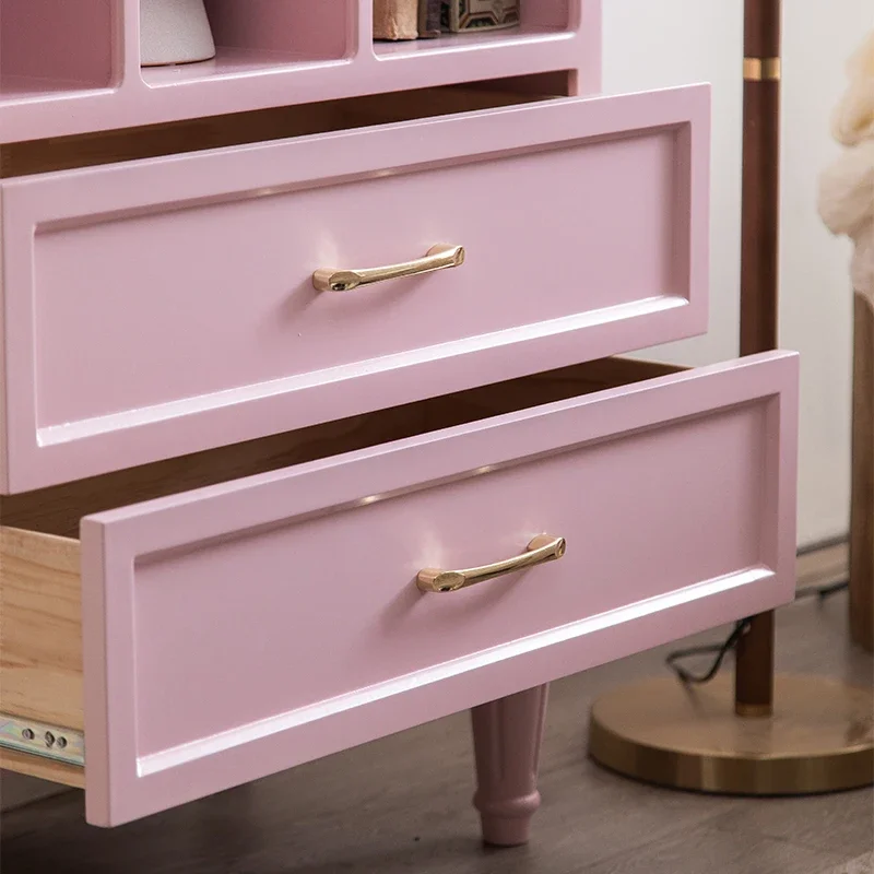 Dopamine chest solid wood painted decorative cabinet bedroom storage living room French storage pink porch cabinet side cabinet