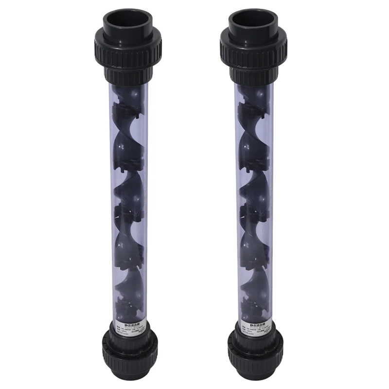 

【Price-Drop!】2Pcs 63Mm Union Connector UPVC Helical Static Mixers Industry Anti Corrosion Plastic Dosing Liquid Mixing Device