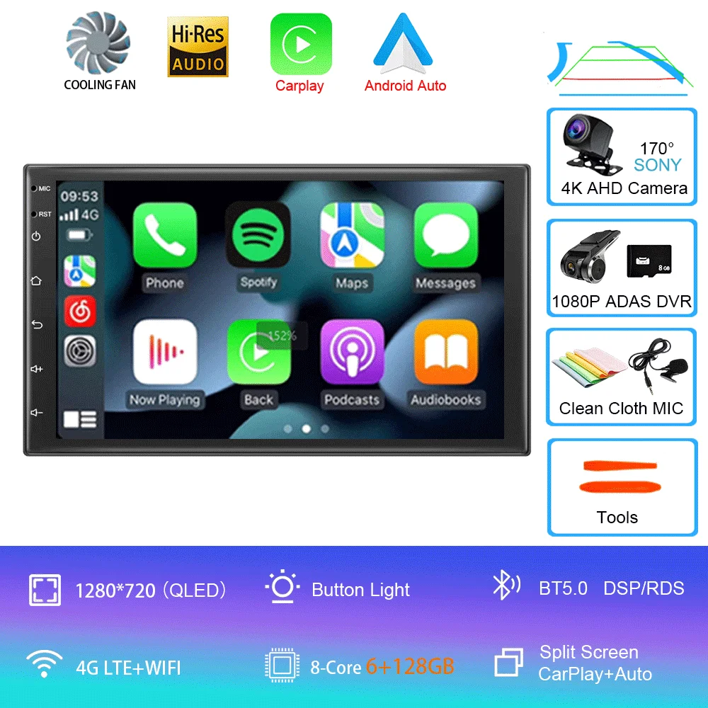 Universele 7 "autoradio GPS 2 din Android 15 Auto Carplay voor Volkswagen Nissan Hyundai Toyota multimediaspeler