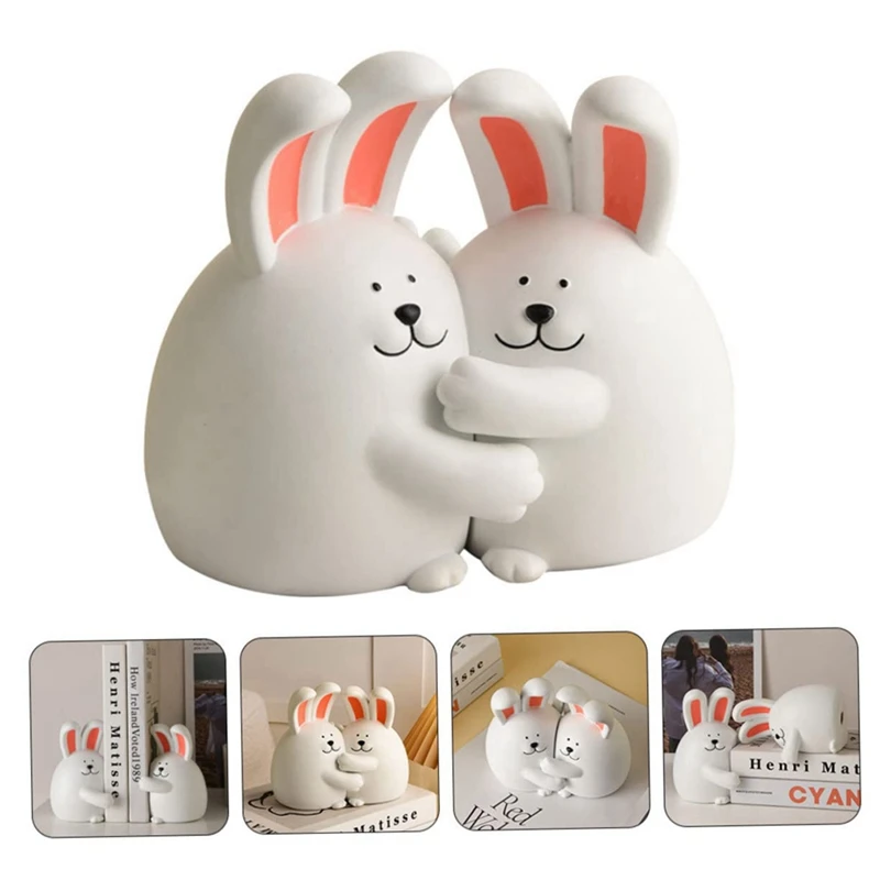 

1PCS Hug Rabbit Bookend Rabbit Book Stand Crafted Book Ends Bookends Holders Animal