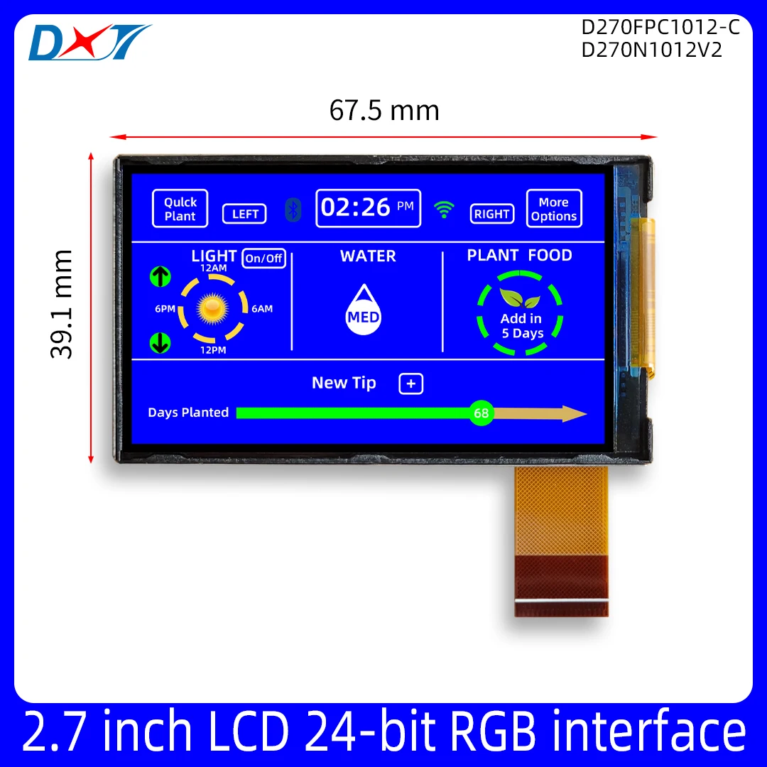 2.7 inch LCD display module 24-bit RGB interface ILI8961 resolution 960*240 aerogarden D270FPC1012-C