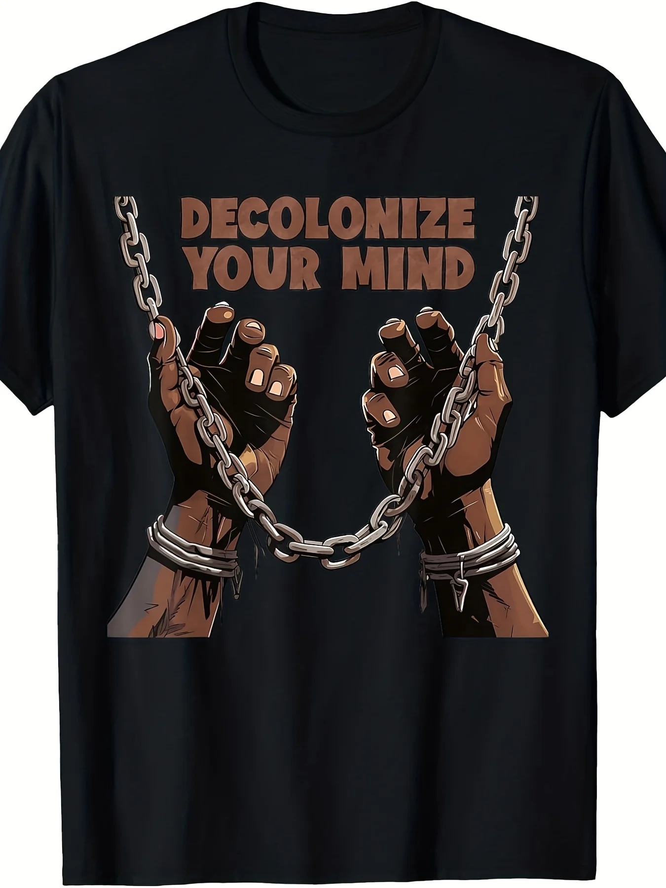 Decolonize Your Mind Black History Month T-Shirt - Unisex Retro Round Neck Tee with Decolonization Graphic, for Men & Women, Cultural Awareness Apparel, Moisture-Wicking Sports Shirt Comfortable for Casual Outings