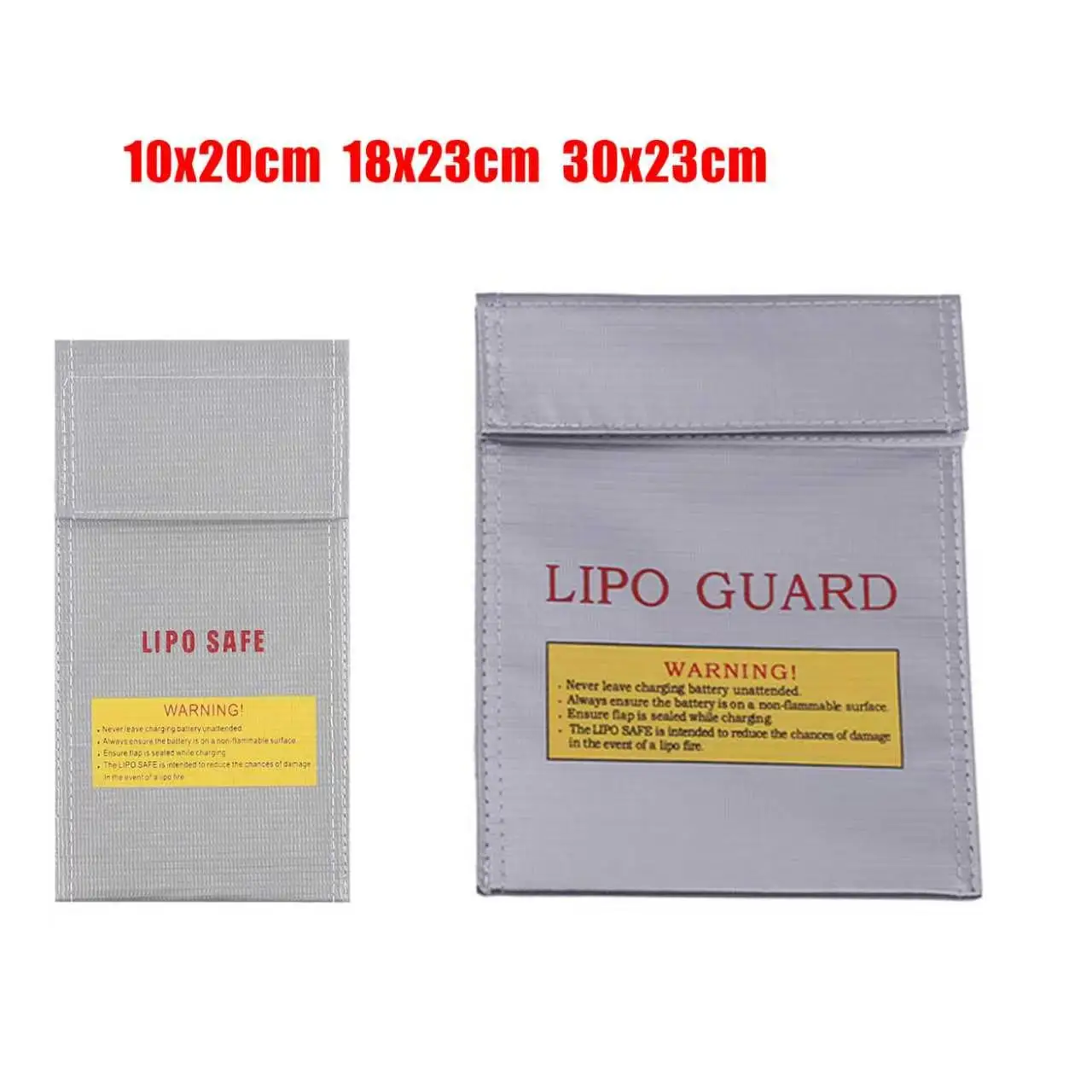 1Pcs Silver Fireproof Waterproof High Quality RC LiPo Battery Safety Bag Safe Guard Charge Sack 18x23cm 30x23cm 10x20cm