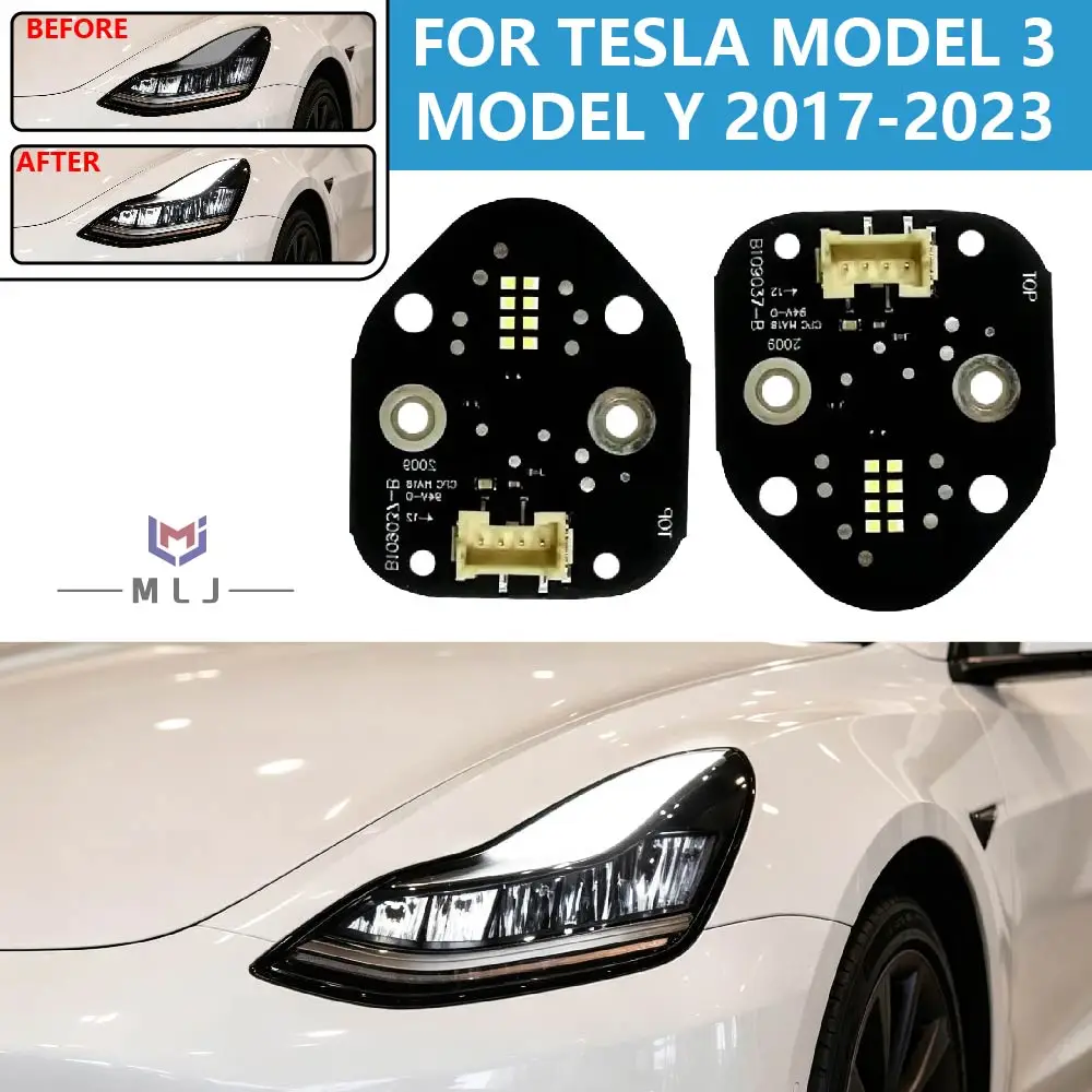 White LED DRL Light Source PCB Ballast Circuit Board For Tesla Model 3 2017‑2023 Headlamp Repair Replacement Spare Accessories