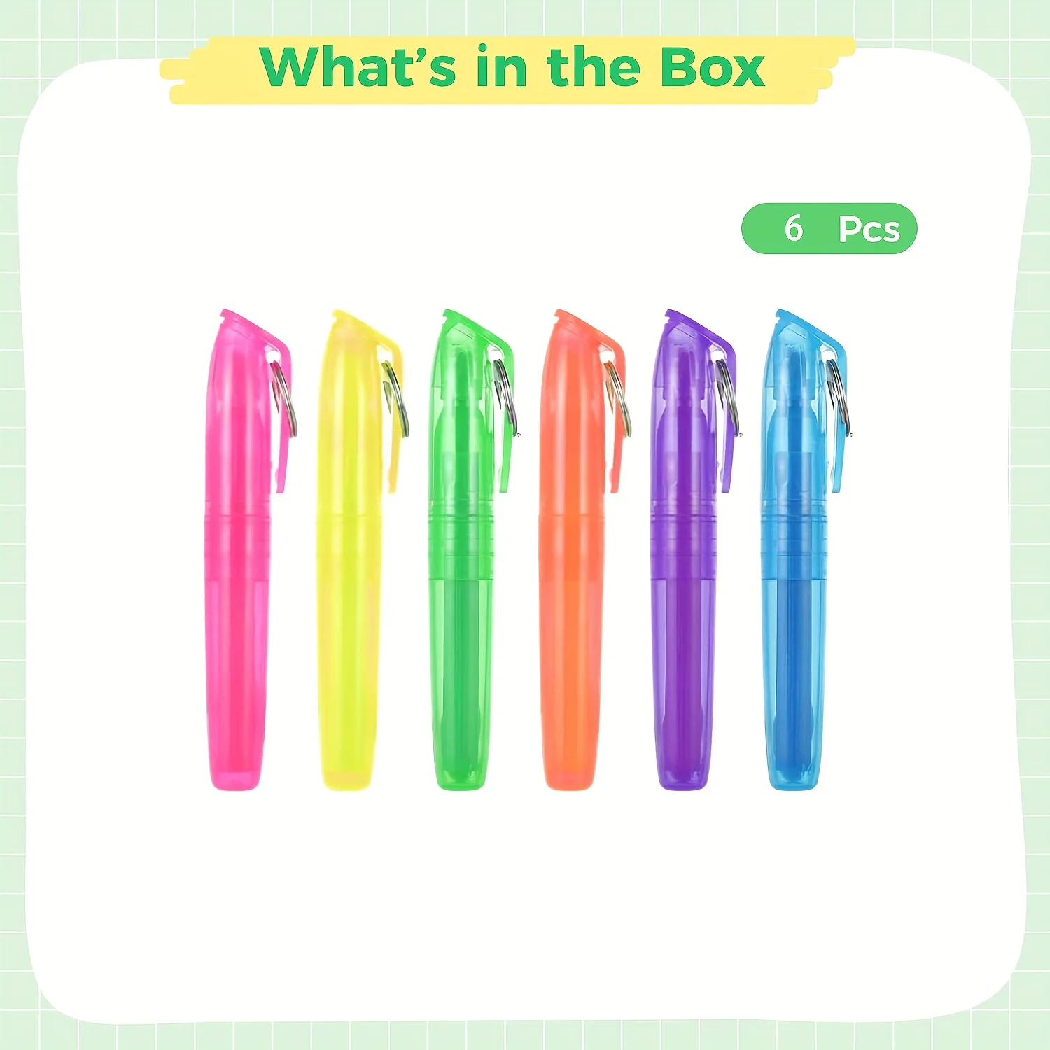 6 Pcs Mini Highlighter Colorful Pens With Portable Keychains For For Nurses Teachers Students Note Presentations Medical Charts