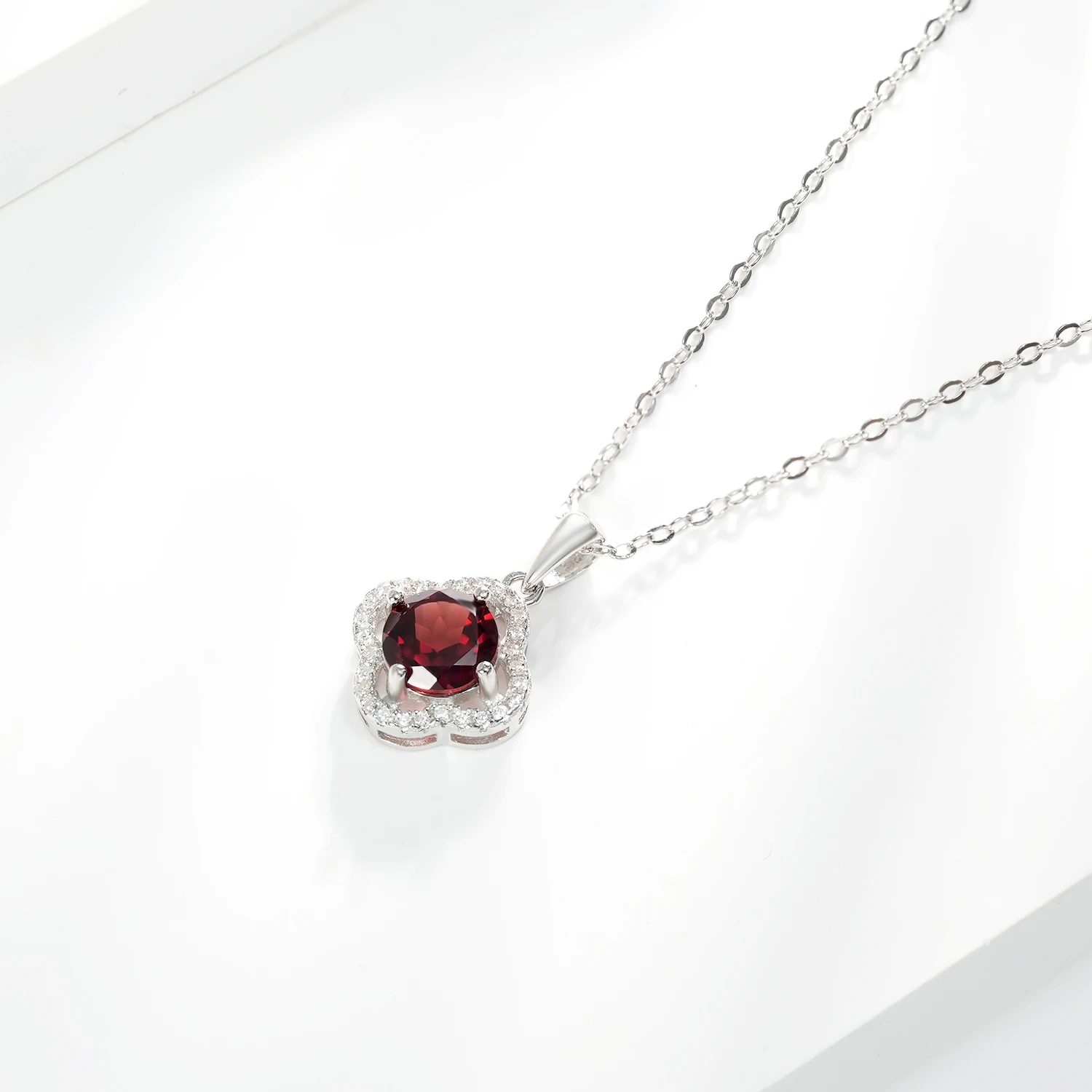 SILE 925 فضة أربع أوراق البرسيم المعلقات مجوهرات النساء العقيق الطبيعي القلائد الفاخرة الأحجار الكريمة سلسلة الترقوة جواهر