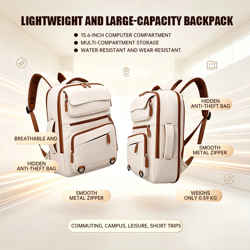 Short-Distance Travel Bag for Women, Lightweight Large-Capacity Backpack, Business Trip Travel Carry-On Bag, Expandable Luggage Bag, Business Backpack, Student Backpack
