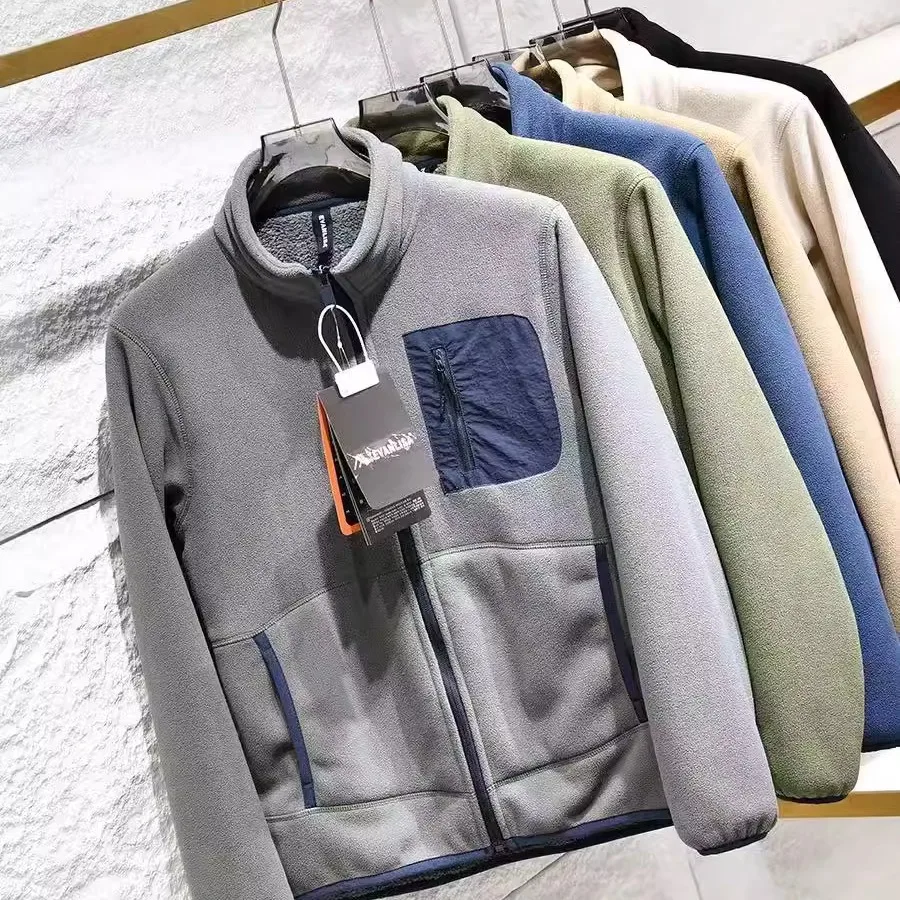 

Уличный ветрозащитный теплый Fce Jaet, простой универсальный жилет с воротником-стойкой из меха ягненка, мужская зимняя одежда, походная камера для путешествий...