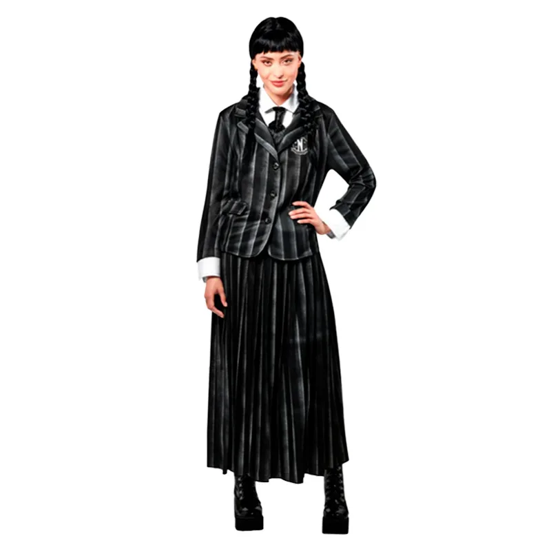 Wednesday Addams Christina Ricci Cosplay Costume Woman Girl Dress Party Outfit