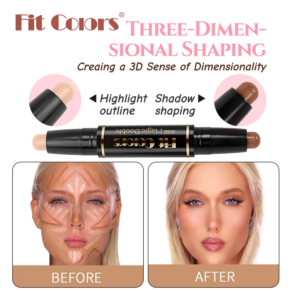 Multi Functional Contour Stick 2 in 1 Highlighter Concealer Nose Shadow Brightening Face Makeup Pen for Daily Wear Hot Sale