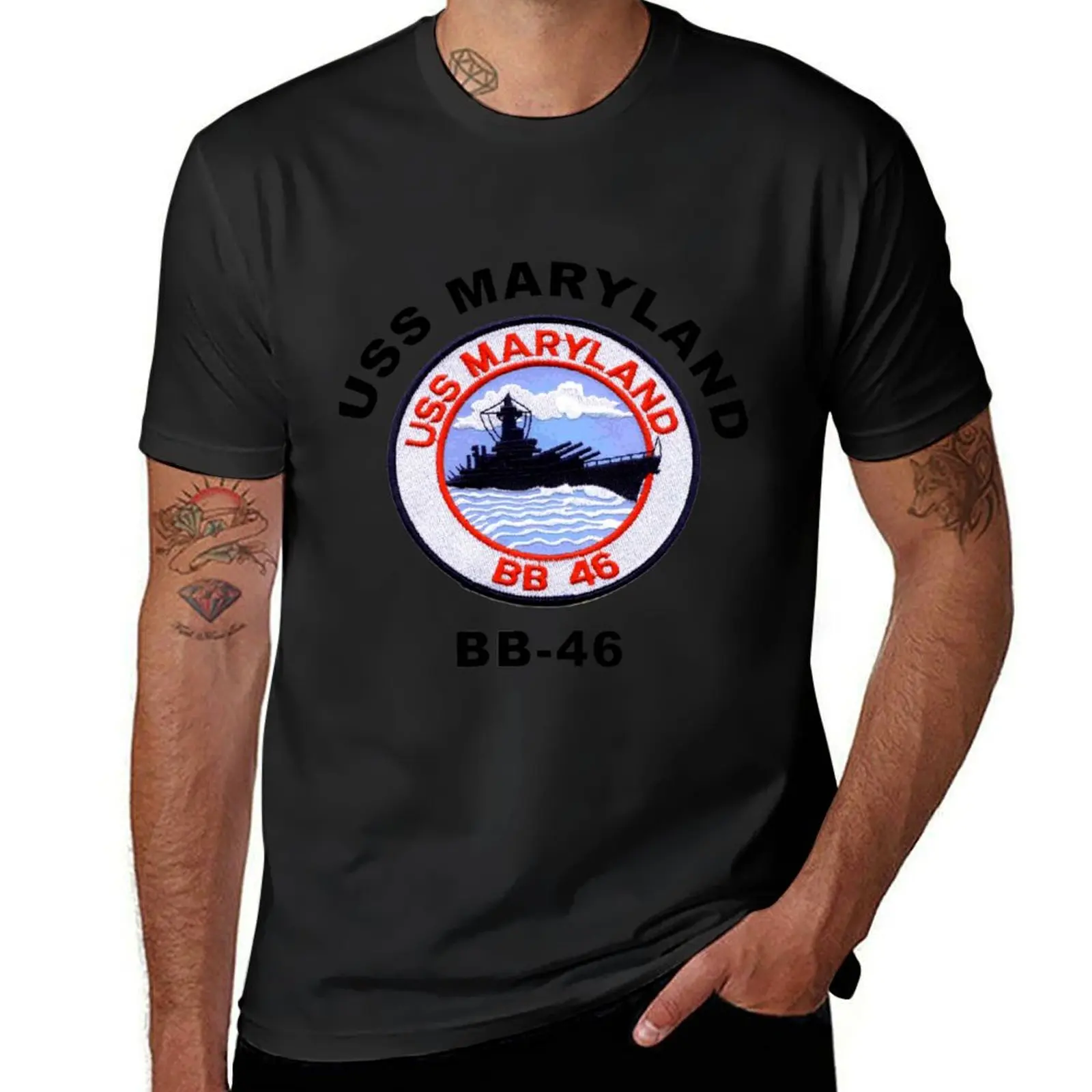 

USS Maryland BB-46 Patch T-Shirt summer tops customizeds men t shirt