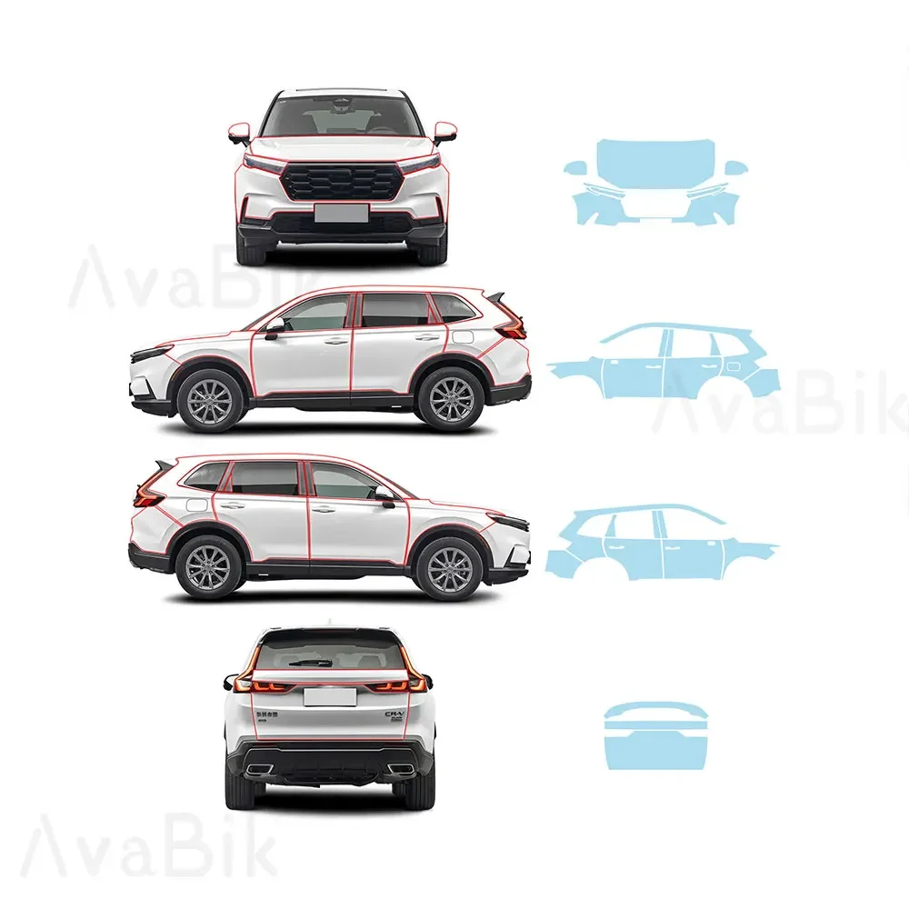 طبقة حماية لطلاء جسم السيارة قبل القطع من البولي يوريثان لهوندا CR-V 2023 2024 PPF مجموعة شفافة ملحقات ملصق شفاف مضاد للخدش