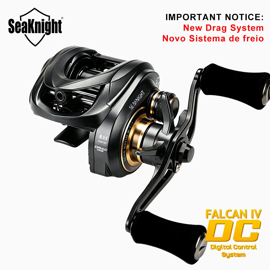 SeaKnight Brand FALCAN IV DC 8.1:1 Series Baitcasting 10+1BB Brass Gear NEW Carbon Fiber Drag System 7kg/15lbs Fishing Reel