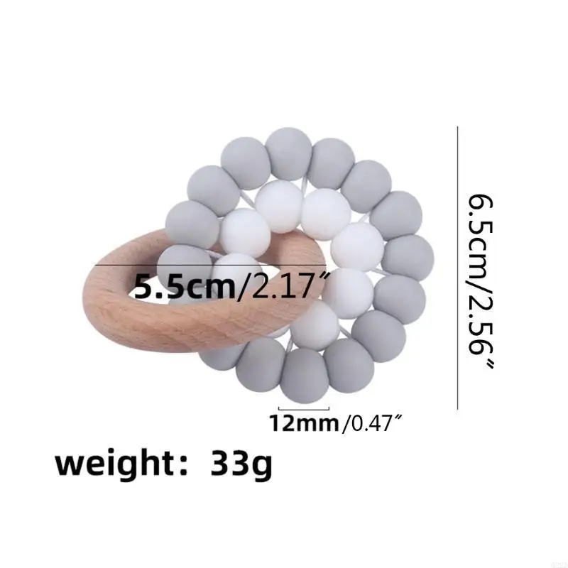 Q22dベビー木製リングテザーブレスレットフードグレードシリコンビーズラトルモラーSOOther授乳歯の噛むおもちゃのシャワーギフト