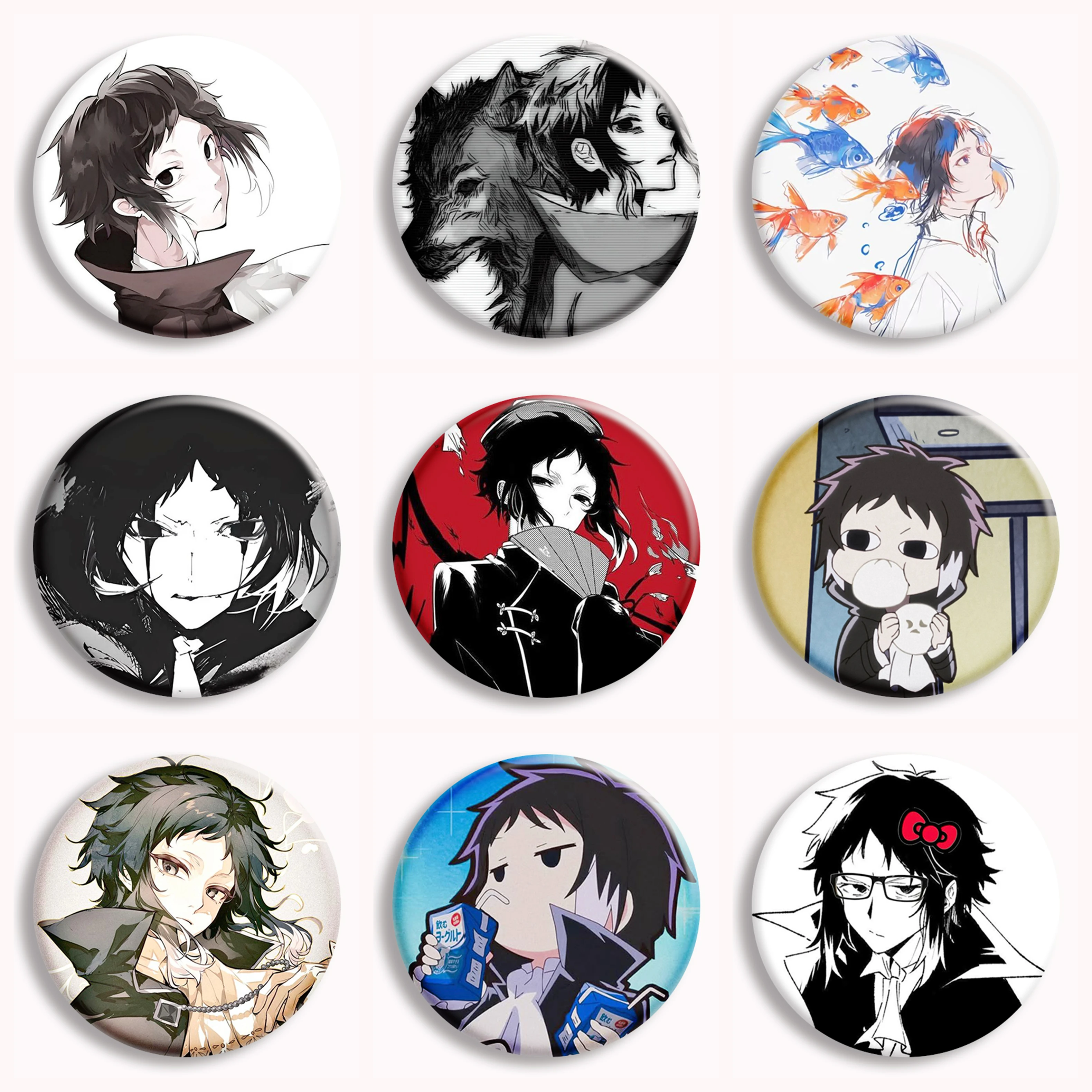Ryunosuke Akutagawa Anime Soft Button Pin Hot Manga Bungou Stray Dogs Brooches Badge Bag Decor Accessories Fans Collect Gifts