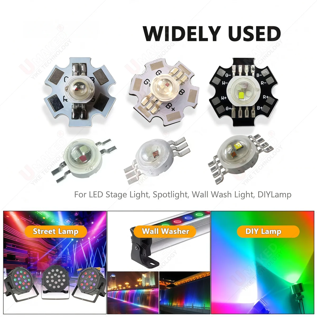 10 قطعة 4P 6P 8Pin RGB RGBW RGBWW عالية الطاقة LED الخرز 1 واط 3 واط لأضواء المسرح ، الأضواء السفلية ، تركيبات الإضاءة DIY