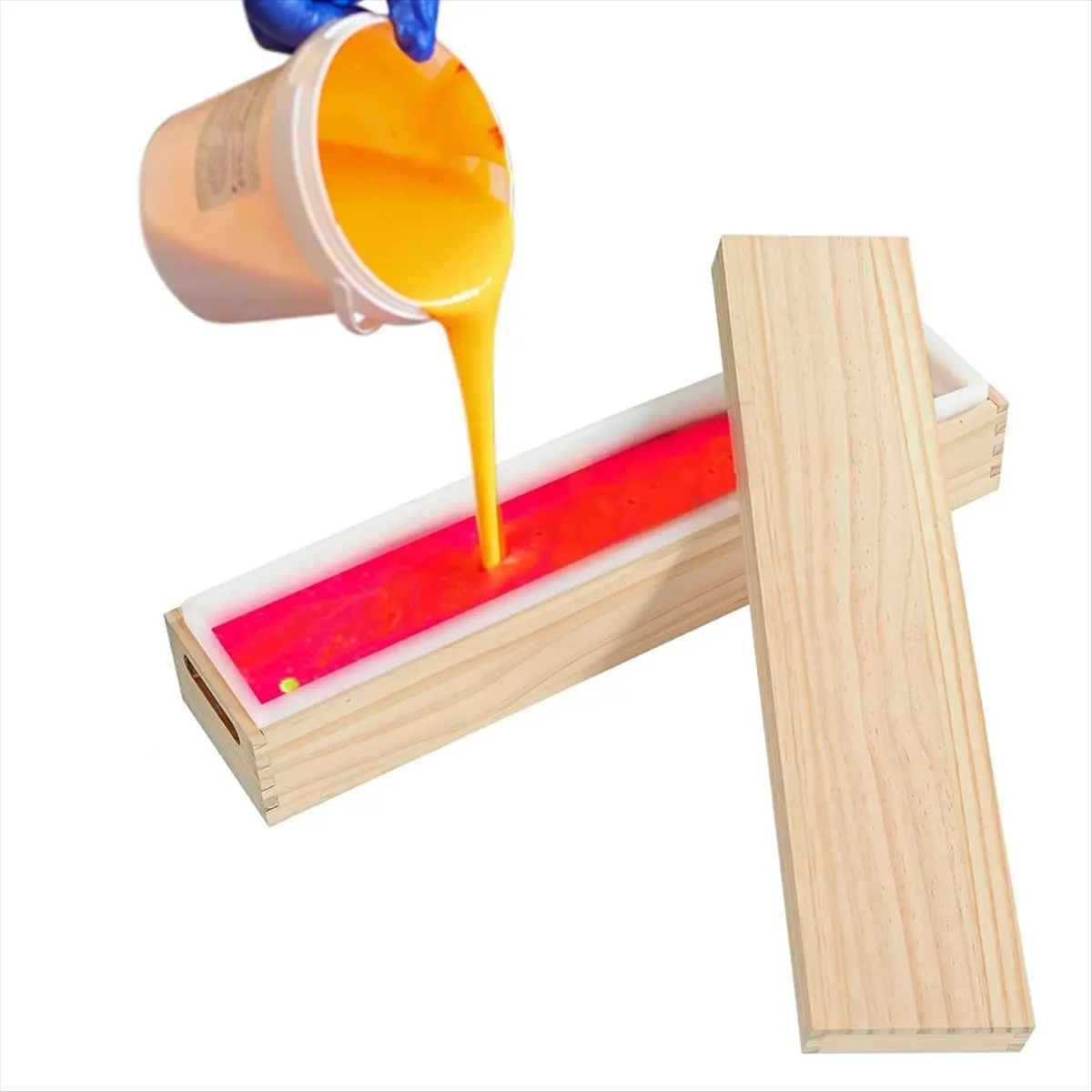 2026 + Silicone Soap Molds for Soap Making Wooden Soap Mold Loaf with Cover, Rectangle Soap Loaf Molds for DIY Soap Making