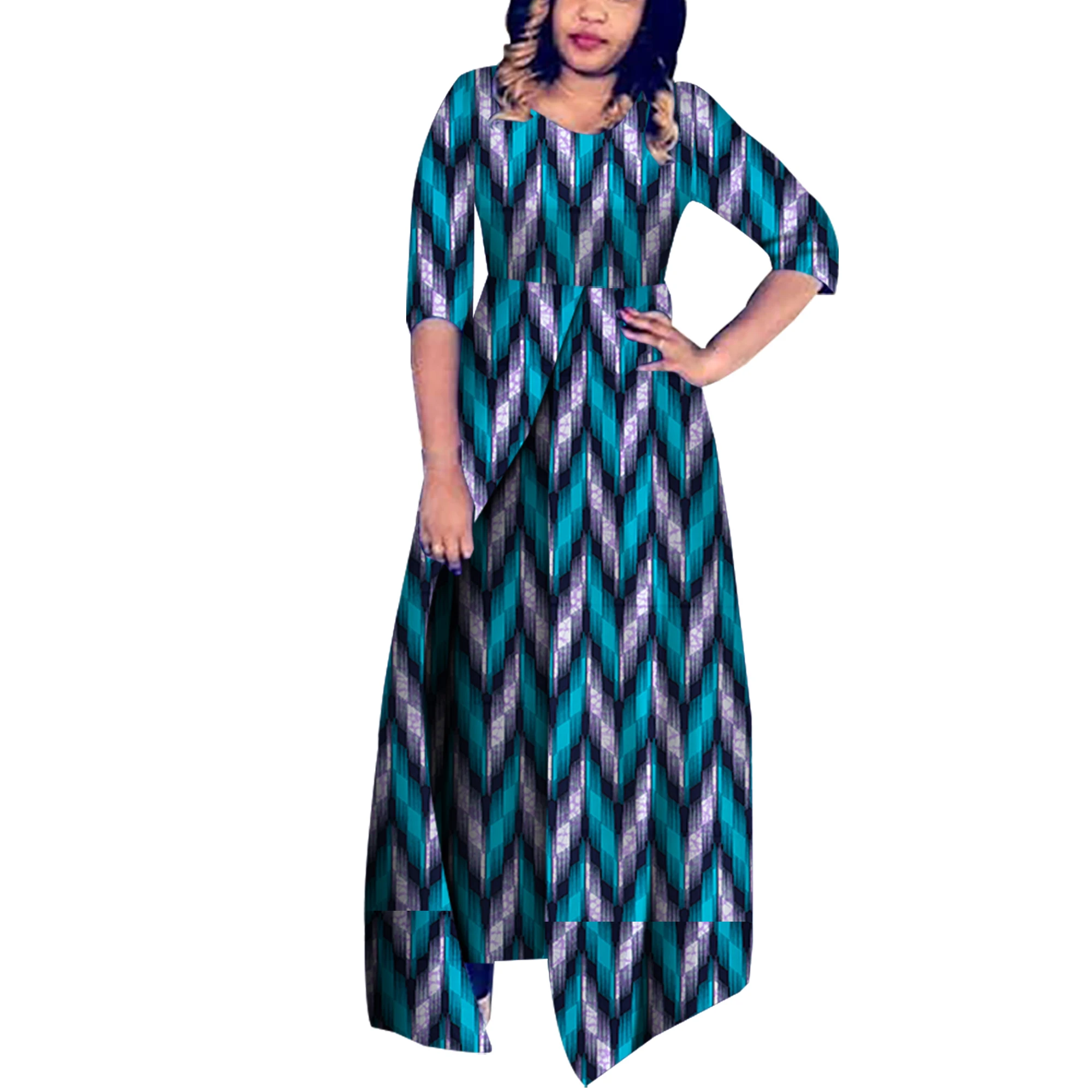 Customize African Women Clothes Jumpsuit Bodysuit Half Sleeve Trousers Women Party Clothing Long Jumpsuits Trousers KG688