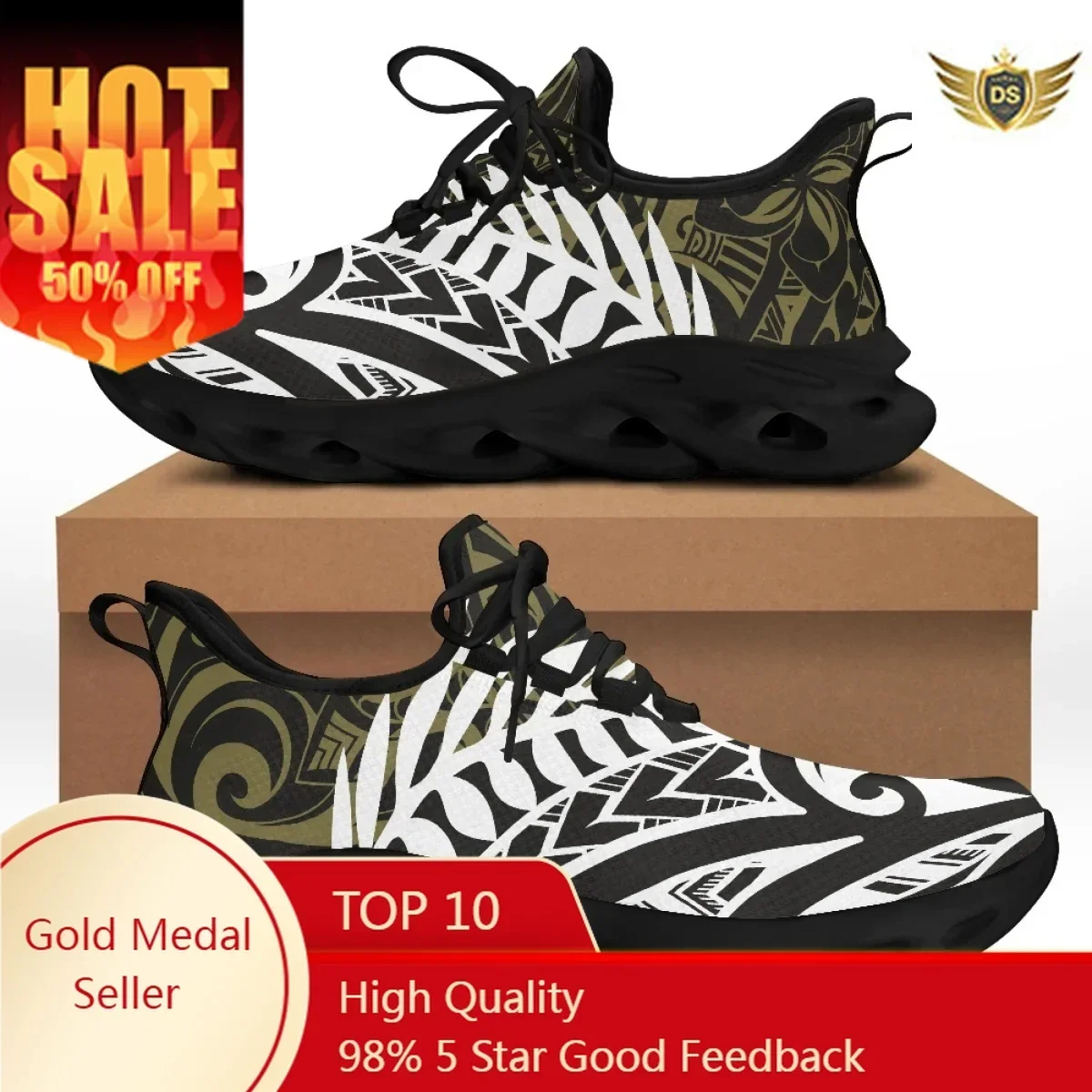 

Tribal Style Polynesian Mens Tattoo Shoes Lightweight Lace Up Sport Shoes Summer Outdoor Soccer Shoe Casual Flats