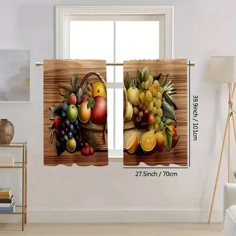 Vintage farmhouse kitchen fruit basket patterned printed curtains, window decorations, home decorations, room decorations