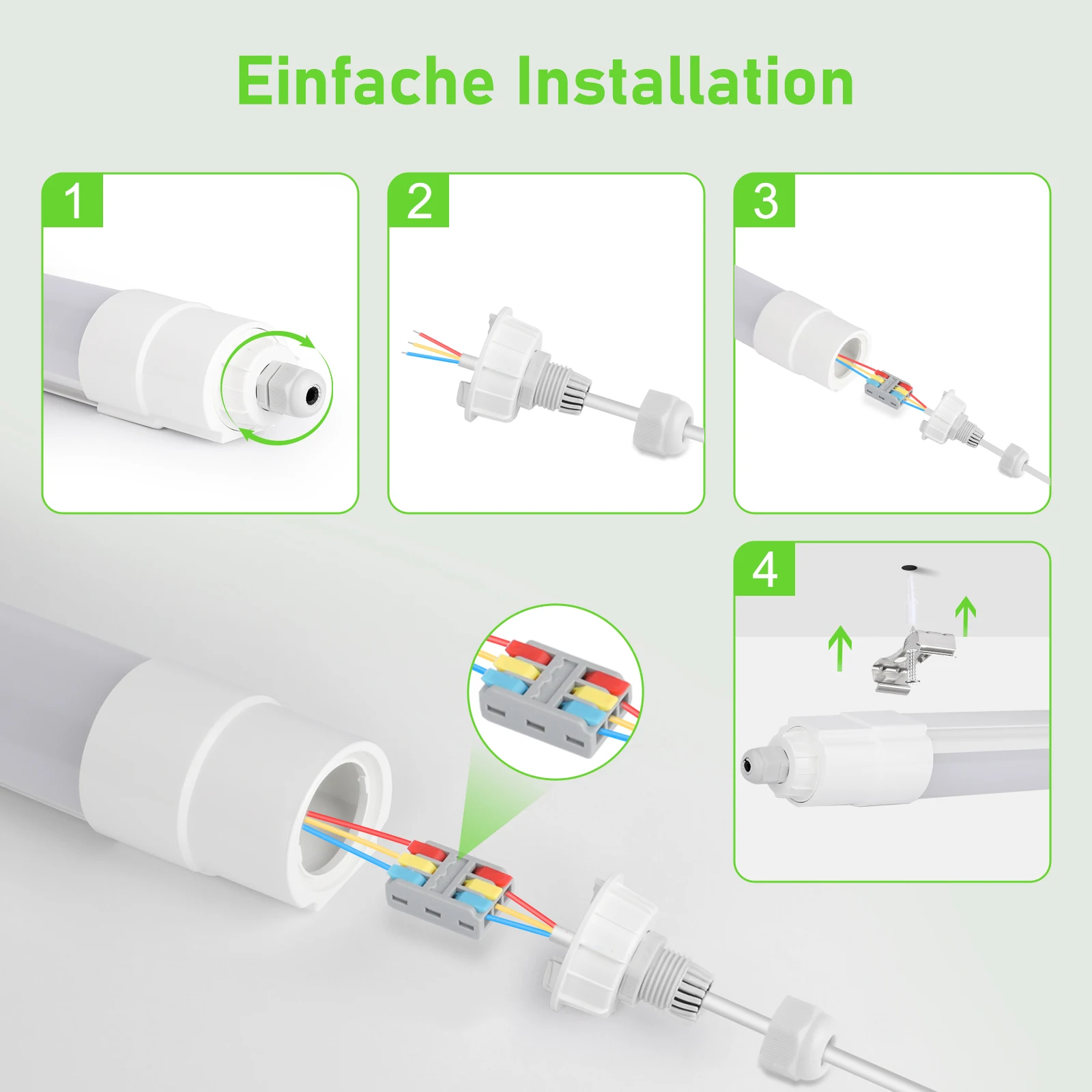 Obrázek 8: 5ks LED trubice strop lehký 120CM, ip68 36w lineární lampa 4000LM, 4000K linkable krám lehký pro autodílna dílna sklep úřad