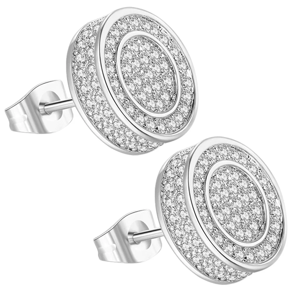 

1Pair Men's Earrings Round Hiphop Ear Studs Lightweight Durable Metal Jewelry Graduation Date Fashion Accessories