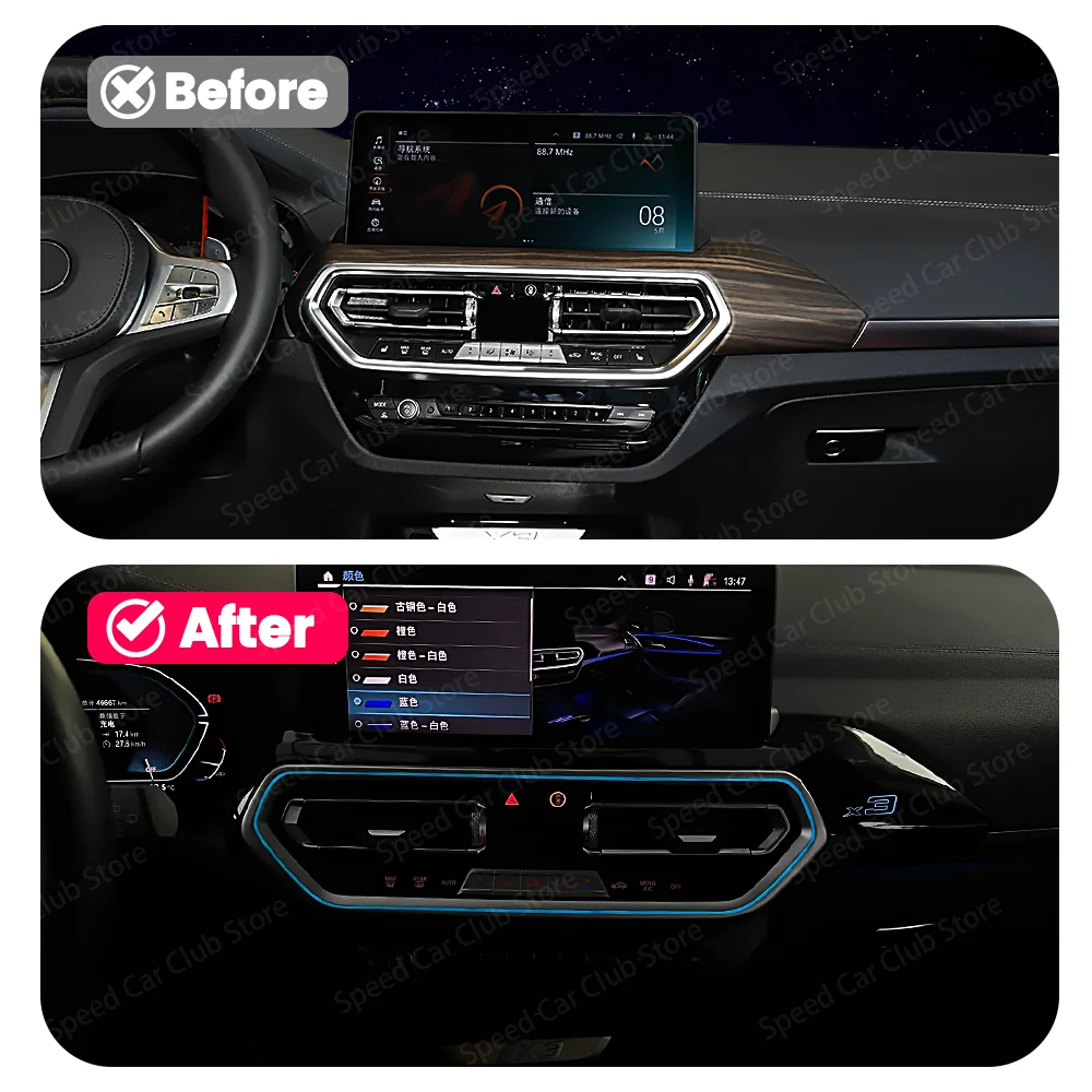 

LED 11 Colors Center Console Air Outlet Atmosphere Lights For BMW X3 X4 G01 G02 IX3 X3M X4M Car Automotive Decorative Lights