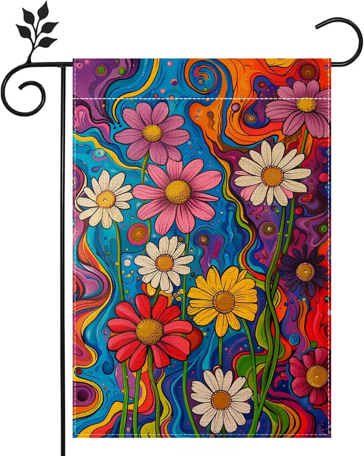 Spring Small Daisy Sunflower Flower Garden Flag for Outside 12x18 Inch Double Sided Burlap Colorful Floral Summer Farmhouse  zzo