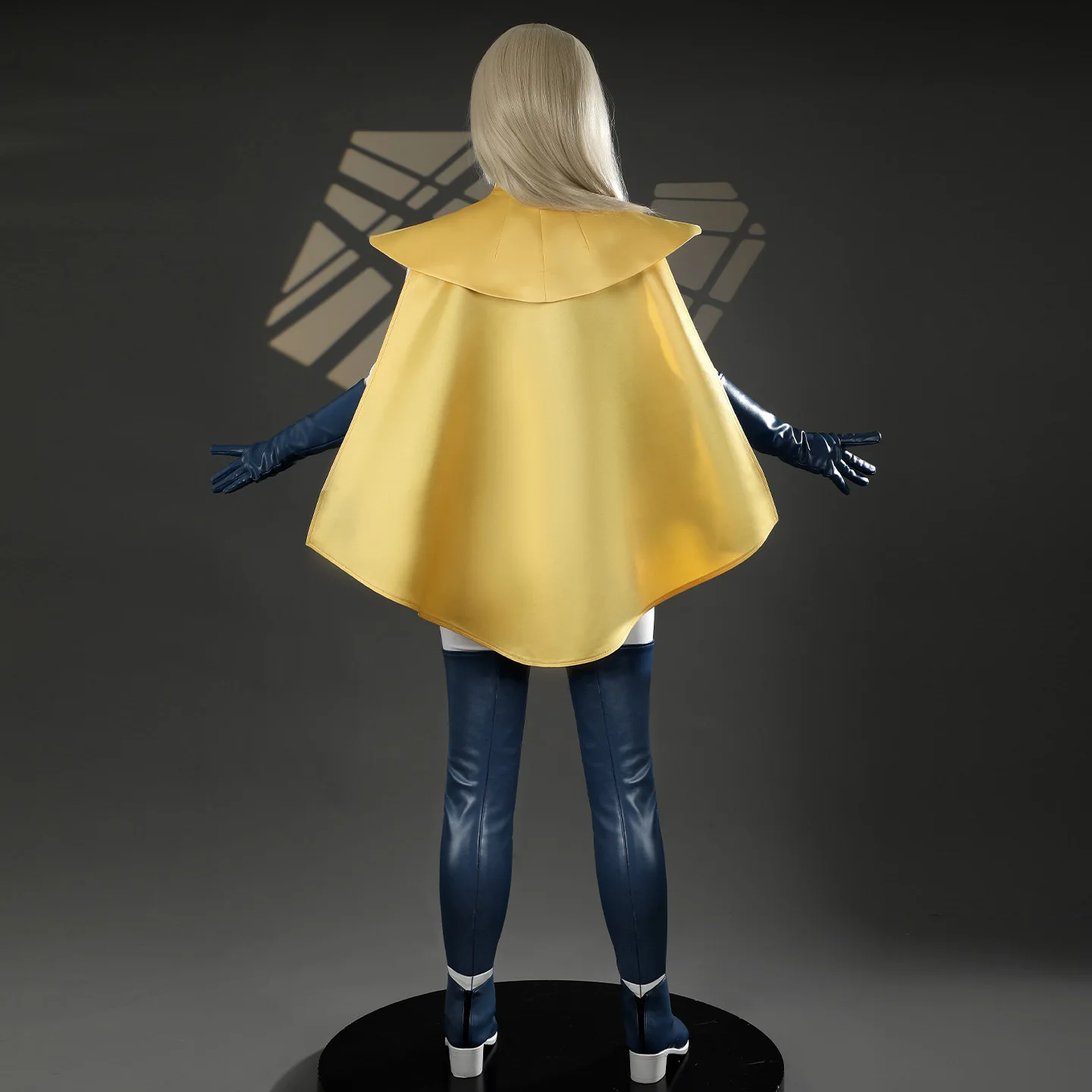 Dispatch: Superhero Agency Cosplay Blonde Blazer Superhero Costume Jumpsuit with Cape Game Character Outfit Wig Set view 4