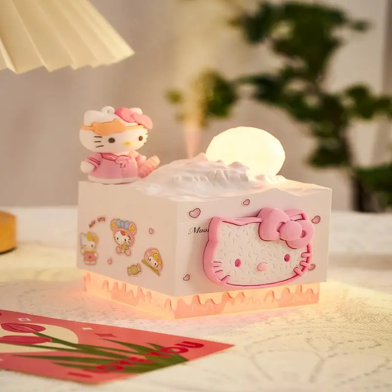 Увлажнитель Sanrios в стиле Каваий для девочек, ночник, милый дизайн Hellokitty Moon, набор из 5 предметов ручной работы, подарки на день рождения для друзей