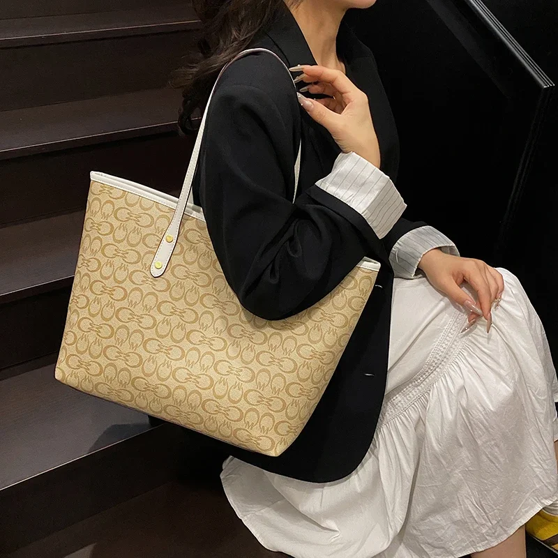 

Минималистичная роскошная кожаная сумка-шоппер — женская сумка через плечо с винтажным паржевым модным шармом и верхней ручкой