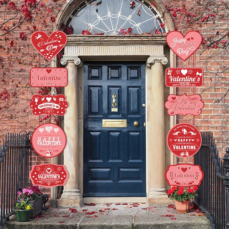 HOT-Valentine'S Day Decoration Door Hanging Banner Valentine'S Day Home Decor Couplets Door Curtains