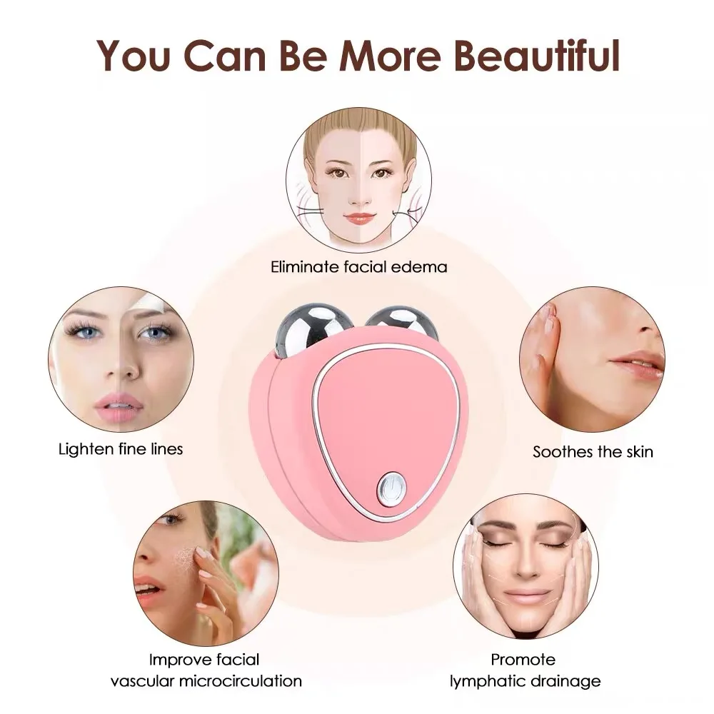 EMS Face Lifter V-Shaped Microcurrent Roller Anti-Wrinkle Face Slimming Vibration Massager Facial Beauty Instrument Portable