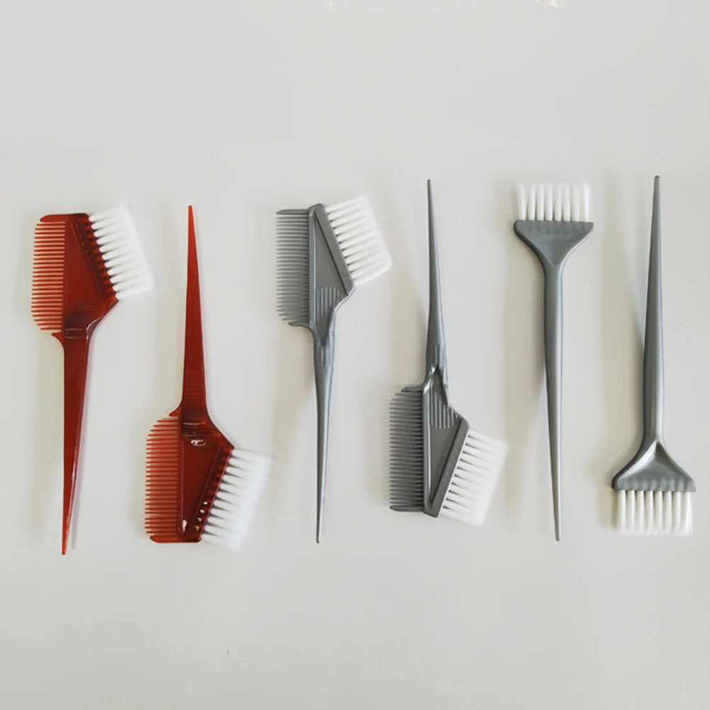 

6pcs Hair Coloring Set Dye Bowls Combs Mixing Tools Salon Home Use Reusable Plastic Anti Slip Design Easy DIY Tinting